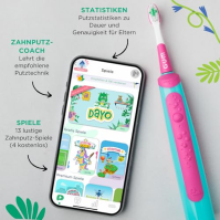 GUM Playbrush KIDS 3+, chytrý elektrický sonický zubní kartáček pro děti od 3 let s interaktivní aplikací pro hraní, ovládáním t